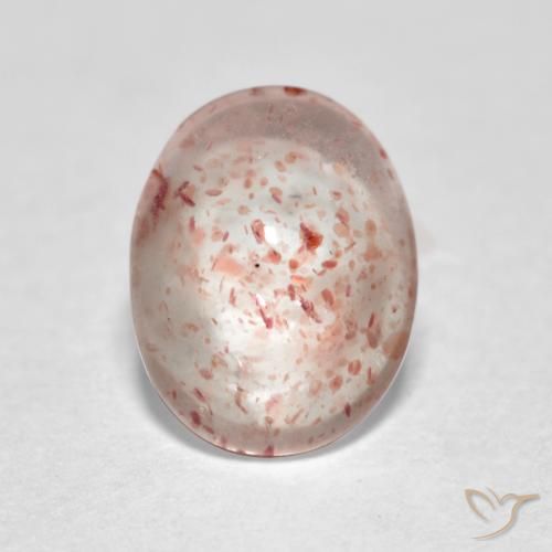 1.00ct Natural Rosado naranja cuarzo fresa, Ovalada, Transparente