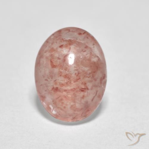0.99ct Natural Rosado medio cuarzo fresa, Ovalada, Translúcido