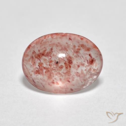 Cuarzo fresa Rojo mariquita natural de 0.96 ct, Ovalada, Transparente