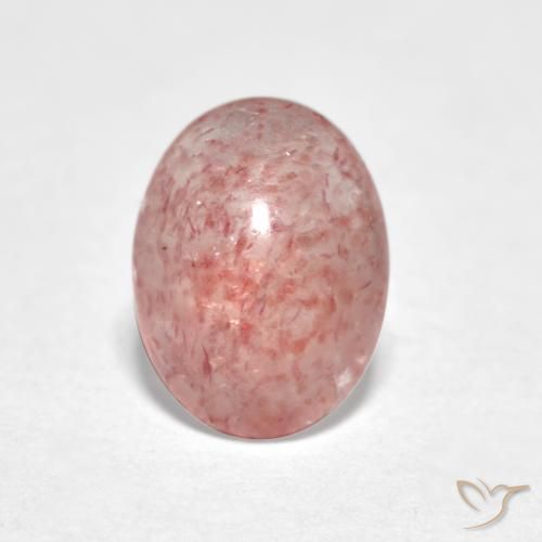 0.96ct Natural Rosado terroso cuarzo fresa, Ovalada, Translúcido
