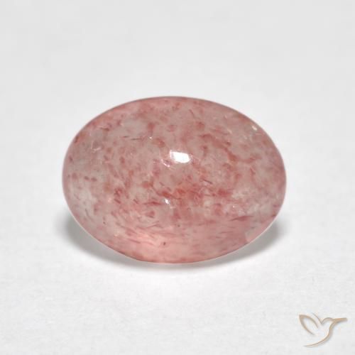 Cuarzo fresa Rosado terroso natural de 0.96 ct, Ovalada, Translúcido