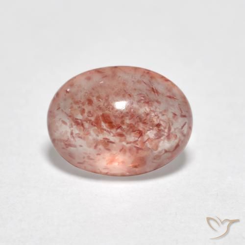 Cuarzo fresa Rosado medio natural de 0.87 ct, Ovalada, Translúcido