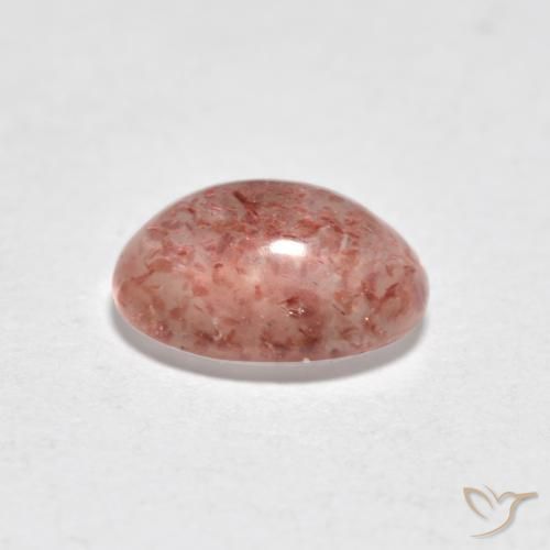Cuarzo fresa Rosado medio natural de 0.87 ct, Ovalada, Translúcido