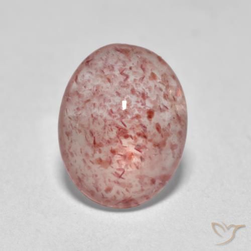Cuarzo fresa Rosado claro medio natural de 0.98 ct, Ovalada, Translúcido