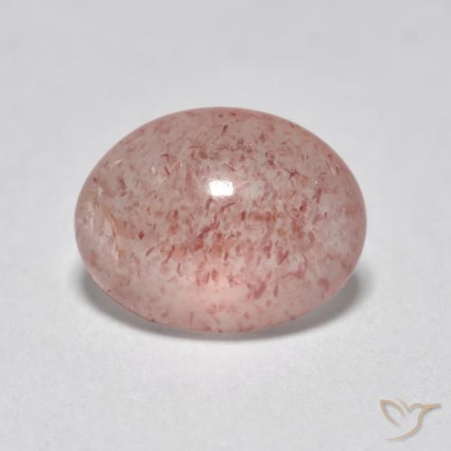 Cuarzo fresa Rosado claro medio natural de 1.11 ct, Ovalada, Translúcido