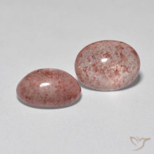 Gemas de Cuarzo fresa Rosado terroso natural de 2.07 ct, Ovalada, Translúcido