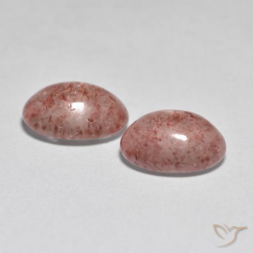 Gemas de Cuarzo fresa Rosado terroso natural de 2.07 ct, Ovalada, Translúcido