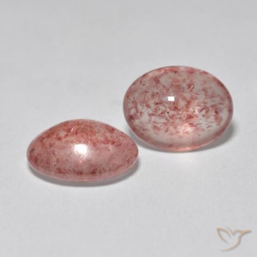 Gemas de Cuarzo fresa Rosado terroso natural de 2.09 ct, Ovalada, Translúcido