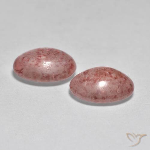 Gemas de Cuarzo fresa Rosado terroso natural de 2.09 ct, Ovalada, Translúcido