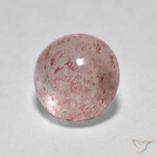 Cuarzo fresa Rosado claro natural de 1.63 ct, Redondo, Translúcido
