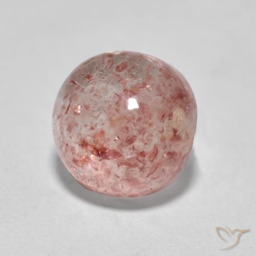 Cuarzo fresa Rosado claro medio natural de 1.90 ct, Redondo, Translúcido