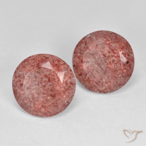 Gemas de Cuarzo fresa Rosado medio natural de 5.38 ct, Redondo, Translúcido