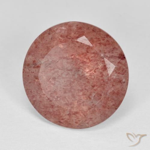 Cuarzo fresa Rosado medio natural de 6.90 ct, Redondo, Translúcido