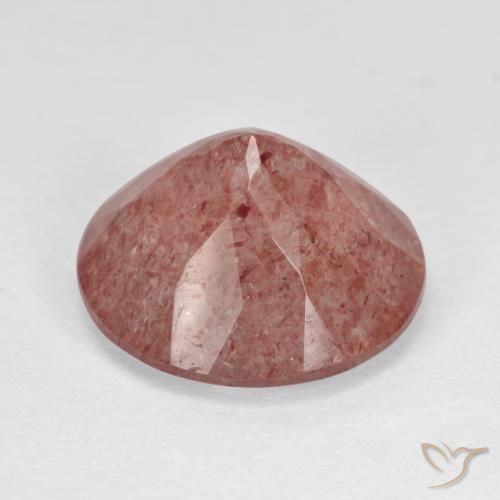 Cuarzo fresa Rosado medio natural de 6.90 ct, Redondo, Translúcido