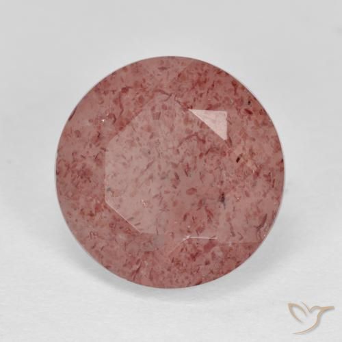 Cuarzo fresa Rosado medio natural de 6.14 ct, Redondo, Translúcido