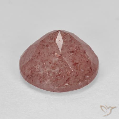 Cuarzo fresa Rosado medio natural de 6.14 ct, Redondo, Translúcido