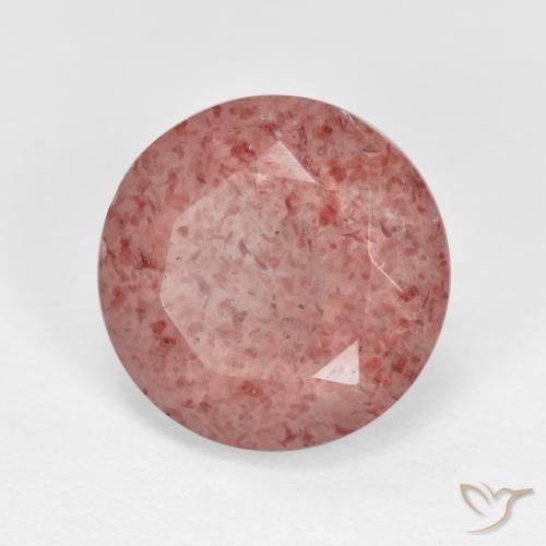 Cuarzo fresa Rosa rosado natural de 4.40 ct, Redondo, Translúcido
