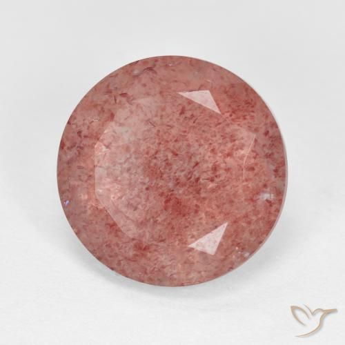 Cuarzo fresa Rosado medio natural de 4.46 ct, Redondo, Translúcido