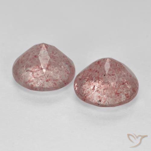 Gemas de Cuarzo fresa Rosado claro natural de 3.88 ct, Redondo, Translúcido
