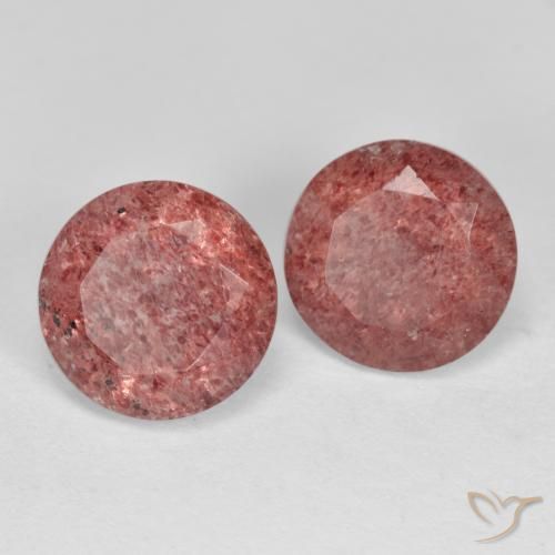 Gemas de Cuarzo Fresa Rosa oscuro natural de 3.86 ct, Corte Redondo, Translúcido