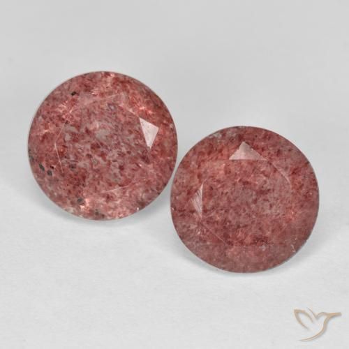 Gemas de Cuarzo Fresa Rosa oscuro natural de 3.86 ct, Corte Redondo, Translúcido