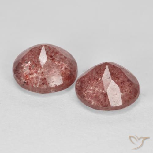 Gemas de Cuarzo Fresa Rosa oscuro natural de 3.86 ct, Corte Redondo, Translúcido