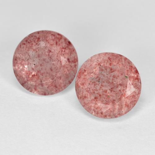 Gemas de cuarzo fresa rosa natural de 3,69 ct, corte redondo, translúcido