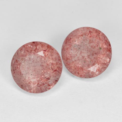 Gemas de cuarzo fresa rosa natural de 3,69 ct, corte redondo, translúcido