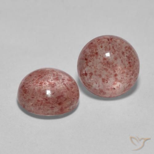 Gemas de Cuarzo fresa Rosado medio natural de 3.23 ct, Redondo, Translúcido