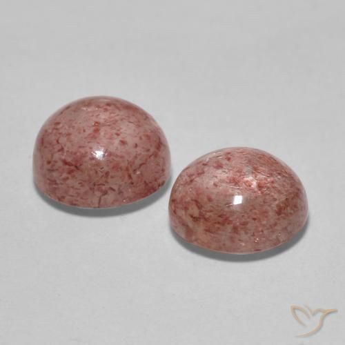 Gemas de Cuarzo fresa Rosado medio natural de 3.23 ct, Redondo, Translúcido