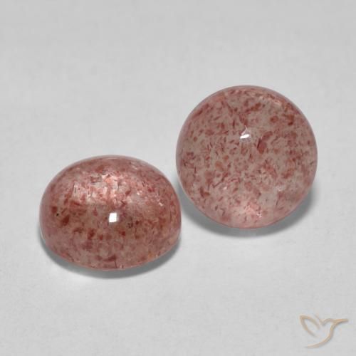 Gemas de Cuarzo fresa Rosado medio natural de 3.42 ct, Redondo, Translúcido