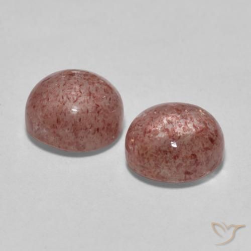 Gemas de Cuarzo fresa Rosado medio natural de 3.42 ct, Redondo, Translúcido