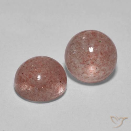 Gemas de Cuarzo fresa Rosado palo de rosa claro natural de 3.40 ct, Redondo, Translúcido