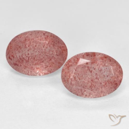 2.69ctw Natural Rosado terroso cuarzo fresa, Ovalada, Translúcido