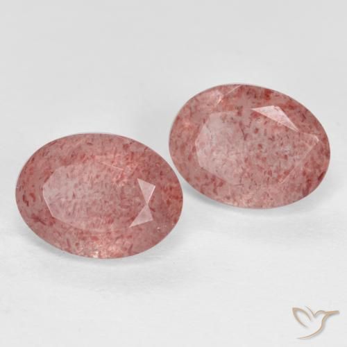 Gemas de Cuarzo fresa Rosado terroso natural de 2.69 ct, Ovalada, Translúcido