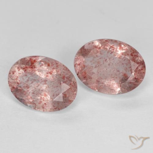 Gemas de Cuarzo fresa Rosado terroso natural de 2.30 ct, Ovalada, Translúcido