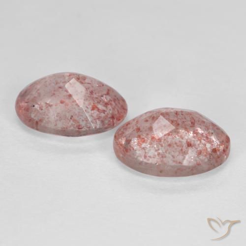 Gemas de Cuarzo fresa Rosado terroso natural de 2.30 ct, Ovalada, Translúcido