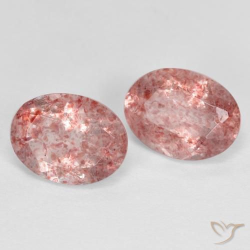 Gemas de Cuarzo fresa Rosado claro medio natural de 2.53 ct, Ovalada, Translúcido