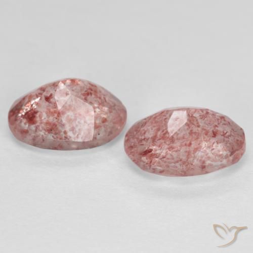 Gemas de Cuarzo fresa Rosado claro medio natural de 2.53 ct, Ovalada, Translúcido