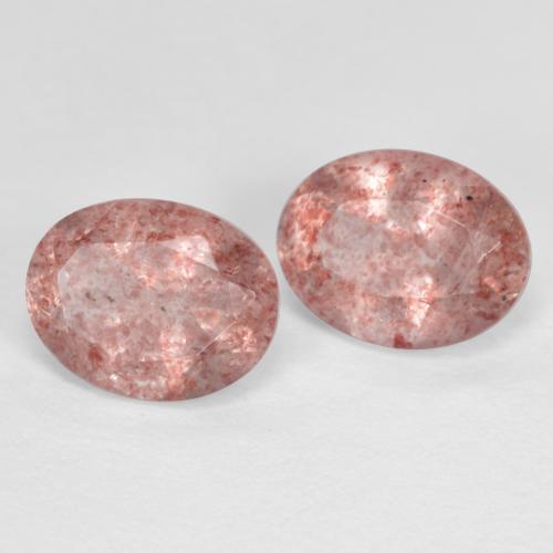 Gemas de cuarzo fresa rosado terroso natural de 2,35 ct, corte óvalo, translúcido