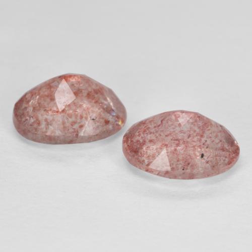 Gemas de cuarzo fresa rosado terroso natural de 2,35 ct, corte óvalo, translúcido