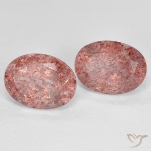 Gemas de Cuarzo fresa Rosa rosado natural de 2.79 ct, Ovalada, Translúcido