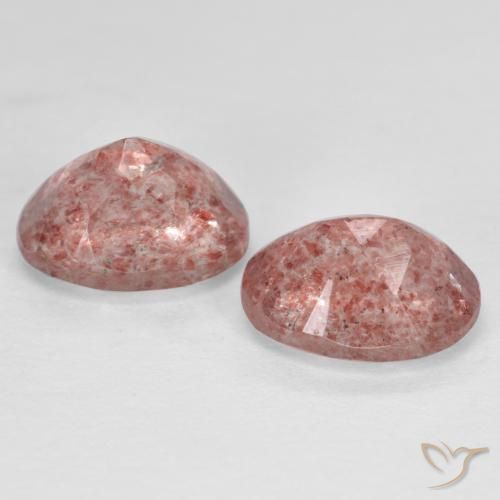 Gemas de Cuarzo fresa Rosa rosado natural de 2.79 ct, Ovalada, Translúcido
