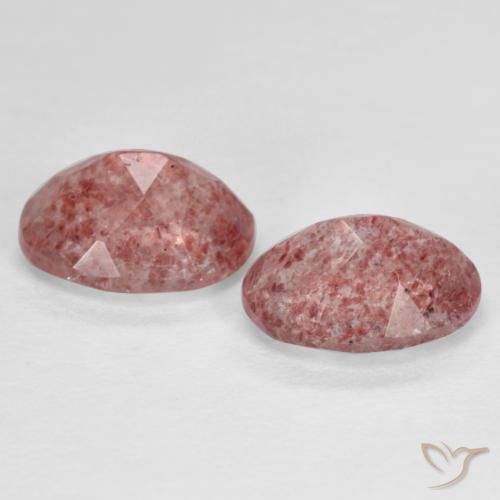 Gemas de Cuarzo fresa Rosado medio natural de 2.47 ct, Ovalada, Translúcido