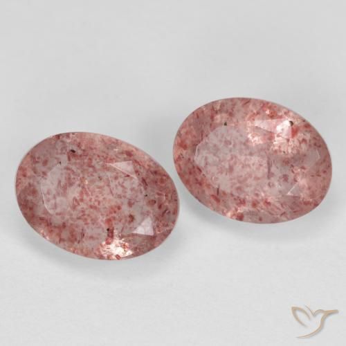 Gemas de Cuarzo fresa Rosado medio natural de 2.92 ct, Ovalada, Translúcido