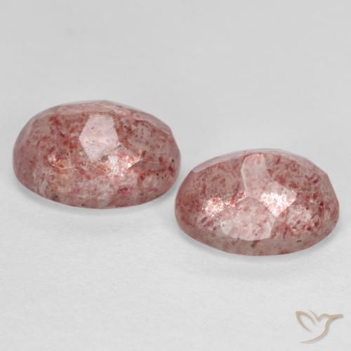 Gemas de Cuarzo fresa Rosado medio natural de 2.92 ct, Ovalada, Translúcido