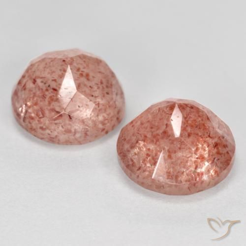 Gemas de Cuarzo fresa Rosado frambuesa natural de 4.30 ct, Redondo, Translúcido