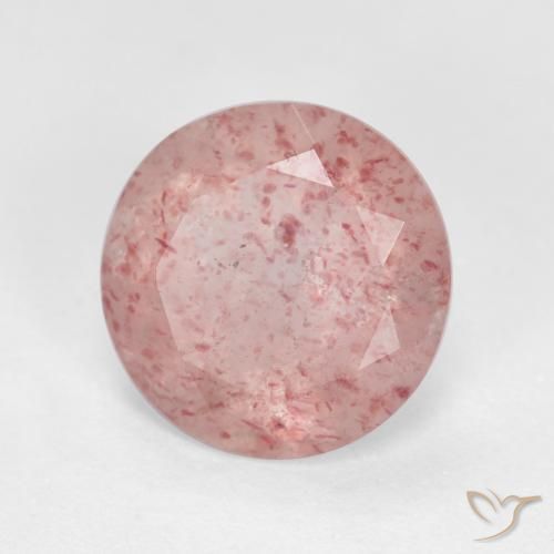 Cuarzo fresa Rosado claro natural de 2.40 ct, Redondo, Translúcido