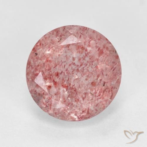 3.04ct Natural Rosado terroso Cuarzo fresa, Redondo, Translúcido