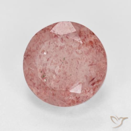 Cuarzo fresa Rosado claro natural de 3.03 ct, Redondo, Translúcido